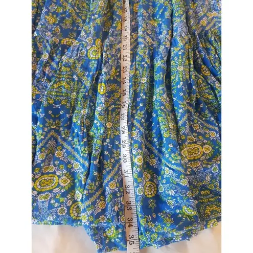 Gypsy Scoop Womens Skirt Size XS Floral Print Maxi Blue Full Long Blue Yellow