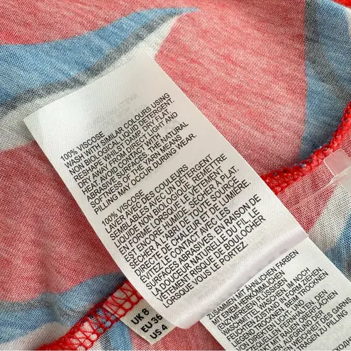 Whistles Tulip Floral Wrap Maxi Dress Red Sz 4 Short Sleeve Stretch Jersey