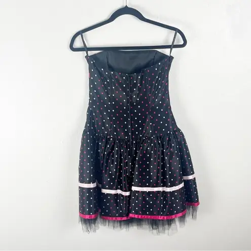 Jessica McClintock For Gunne Sax Black PolkaDot Strapless Tulle Hem Trim Dress 5