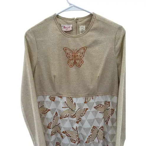 Vintage Jerell of Texas butterfly dress brown & tan medium