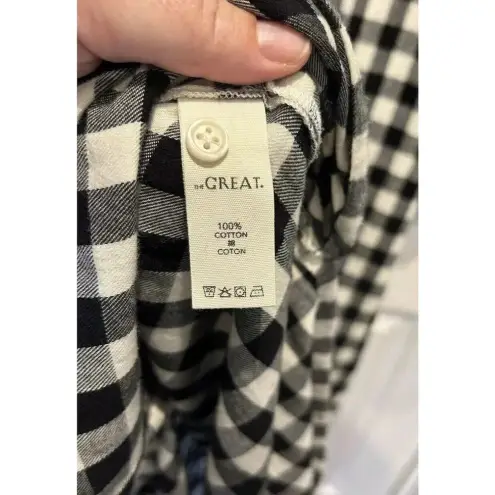 The Great Women’s Long Sleeve Collared Flannel Midi Shirt Dress Gingham Sz 3 L Black Size L