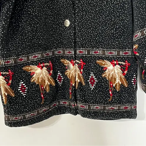 Country Clothing Vtg. 1980's Plush Native American Style Tribal Jacket Black Size XS