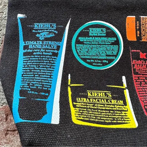 Kiehls black and bright colored travel makeup storage zippered bag pouch Pink