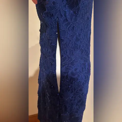 Scarlett MWT Royal BlueTiered Sequence Lace V Neck Front & Back Midi Dress Sz 14