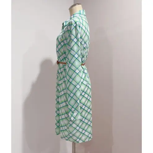 Tommy Hilfiger  Green Plaid Dressy Long Sleeves Shirt Dress Size XL