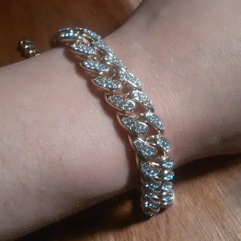 Austrian Crystal Curb Link Goldtone Bracelet