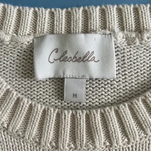 Cleobella Daniella Macrame Ivory Long Sleeve Mini Sweater Dress