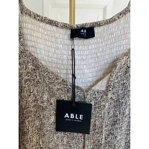 Able Paisley Smocked Maxi Dress 1X Brown Romantic Quiet Luxury Old Money NWTs