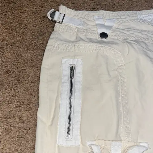 DA NANG Y2K VTG Vintage Silk Cargo Embroidered Low Rise Bermuda Shorts Cream M Size M