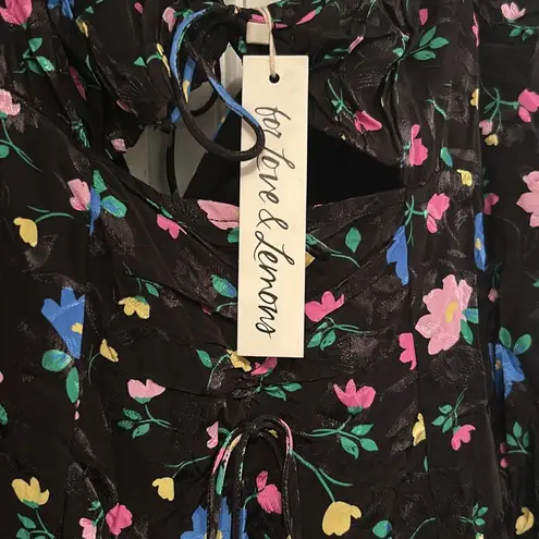For Love & Lemons Lexy Long Sleeve Floral Mini Dress Size Medium NEW