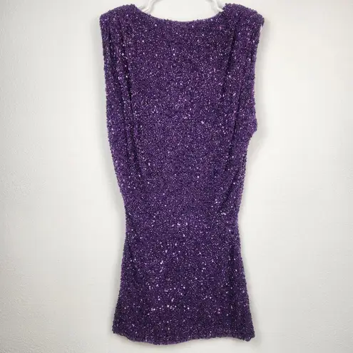 Retrofête Retrofete Carnegie Embellished Sequin Mini Dress Purple Small Sleeveless NWT