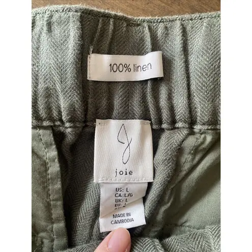 Joie  Women's Green Paperbag Waist Linen Pants Size Large NEW Comfort Casual