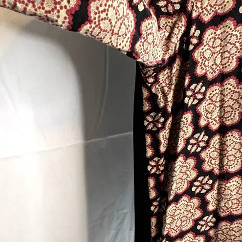 Black Rainn Southwestern Brown Black Keyhole Neck Long Sleeve Blouse Size LG