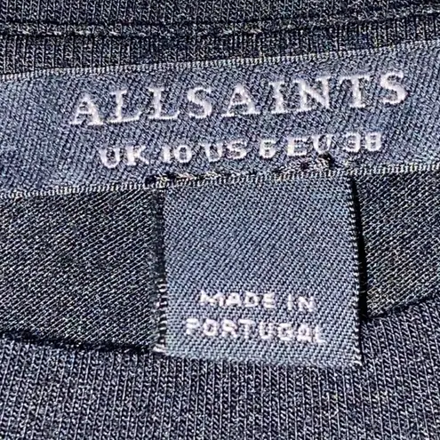 All Saints US size 6 Black sheath Dress pleated shoulder rushed sides soft clean