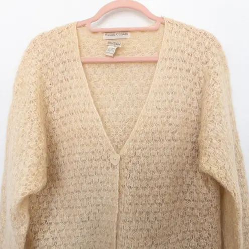 VTG Casual Corner Womens Handmade Cardigan Size L Mohair 90s Coquette Cottage Tan Size L