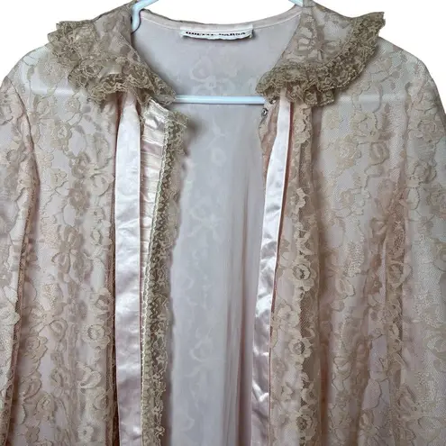 VTG Odette Barsa Peignoir Housecoat Dressing Gown 60s Pink Ivory Lace Pocket O/S Size undefined