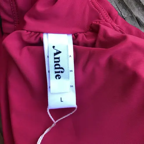 ANDIE NWT The Feminine Hydra Wide Straps Ruffle Accents Bikini Top Rosette Large