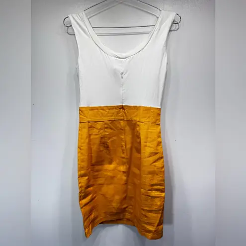 Alythea Ivory & Yellow Twofer Dress Milkmaid Bodice Pin Up Bodycon Pencil Skirt