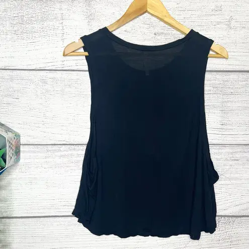 Eat. Sleep. Party. Repeat, Black Crop Top with large Arm Holes Size Medium