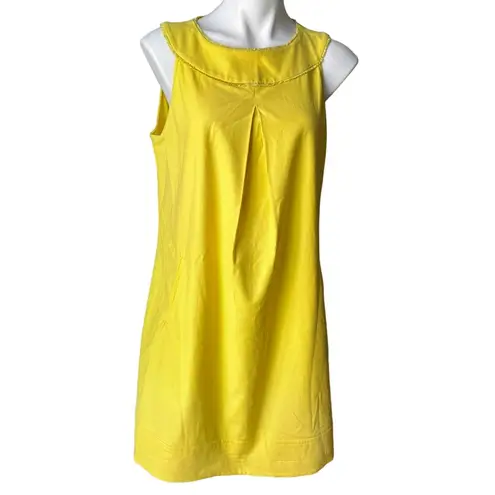 Piazza Sempione Yellow Sleeveless Smock Shift Dress with Front Pleat