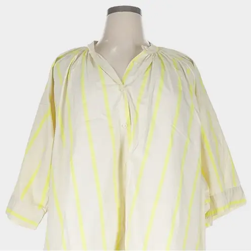Tuckernuck Pomander Place Pia Striped Cotton Dress Swim Cover Up Yellow Tan XL