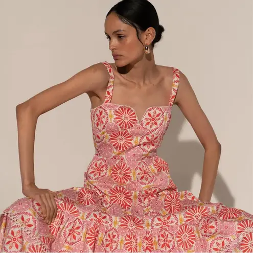 NWOT Borgo de Nor Clio Sweetheart Midi Dress in Palermo Pink Size 10 US (14 UK)
