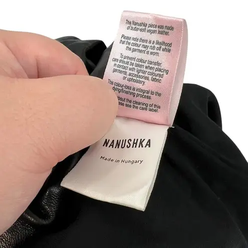 Nanushka Roberta Black Faux Leather Mini Shirt Dress Western Size Medium