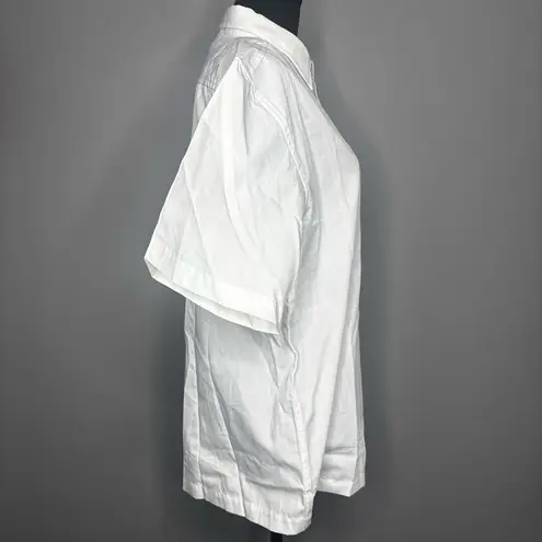 Harriton White Short Sleeve Button Down Casual Shirt Men Size Medium