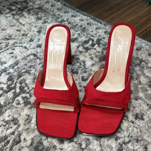 Newport News Red Block Heel Mule Sandals