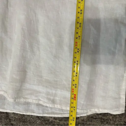 Hartford Women’s Size 4 White Silver Metallic Trimmed Split Neck Linen Dress