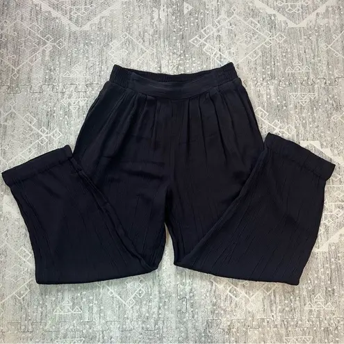 Melrose Vintage Womens Navy Pull On Elastic Waist Dress Pliss Office Pants Sz 10 Blue