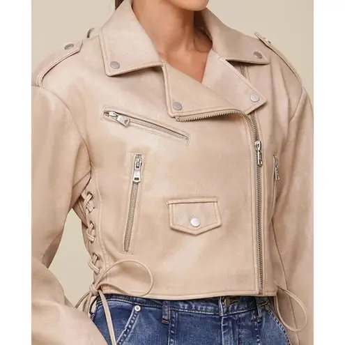 Avec Les Filles NWT Women's Wide Shoulder Cropped Biker Jacket Sz S