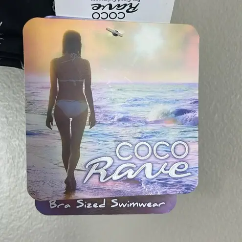 Coco Rave NWT Bikini Top Womens XL Black Pineapple Print Swim Beach Resort