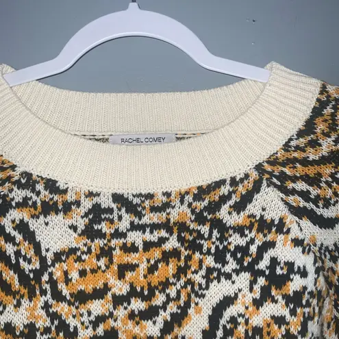 Rachel Comey Cream Black & Yellow Tiger Animal Print Round Neck Sweater L