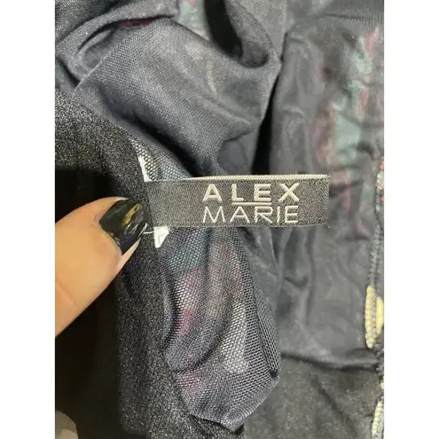 Alex Marie Swimsuit Top Black Colorful Floral Paisley Pattern Size M