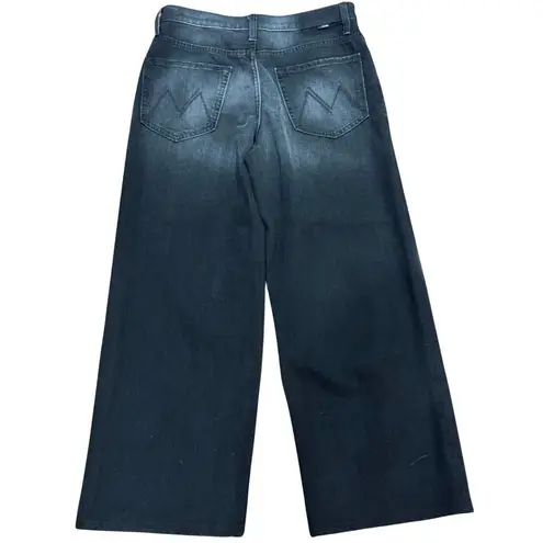 MOTHER The Spinner Zip Sneak Jeans Faded Black Magic 28 High Rise Wide Leg Denim