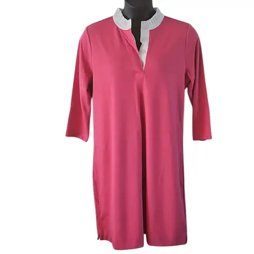 Isaac Mizrahi Live! Pink Tunic Dress with White Ruffle Collar