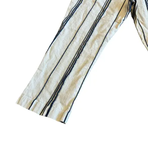 Soft Surroundings Bartley Linen Cotton Blend Pants Cropped Stripe Size Large