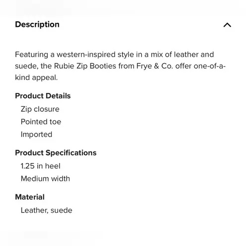 Frye and Co. Women's 10 Black Suede & Leather Rubie Zip Ankle Boots Western