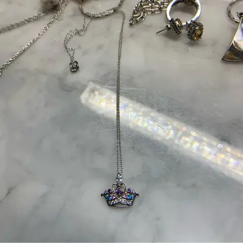 Diamonique's Disney Colorful Princess Tiara 18" Pendant Necklace Sterling Silver