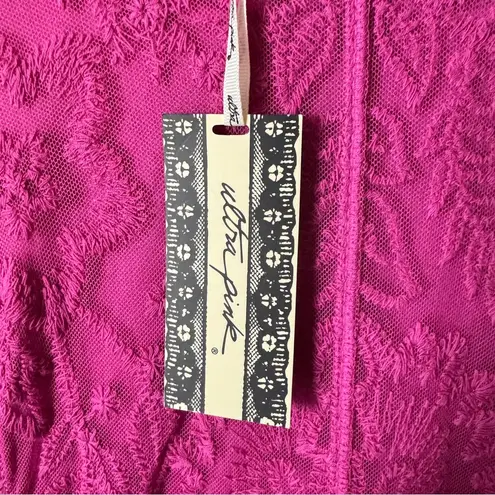 Ultra Pink Elegant Lace Lined Women's Top Blouse Sz M NWT