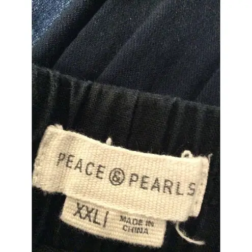 Linen Blend Black Plus Size Pull On Shorts XXL Peach Pearls