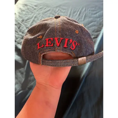 Levi's Vtg Levi’s Denim Strapback Hat Cap Blue Jean Bill Embroidered