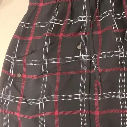 ALC Frank ALC Simona Plaid Long Sleeve Mini Shirt Silk Dress Black 4