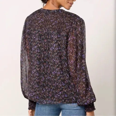 Evereve Petra Floral Print Long Sleeve Blouse in Plummulti Size XS