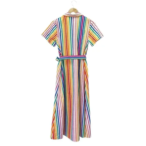 Christopher John Rogers x Target Rainbow Stripe Belted Shirt Dress Size 2 Cotton Red