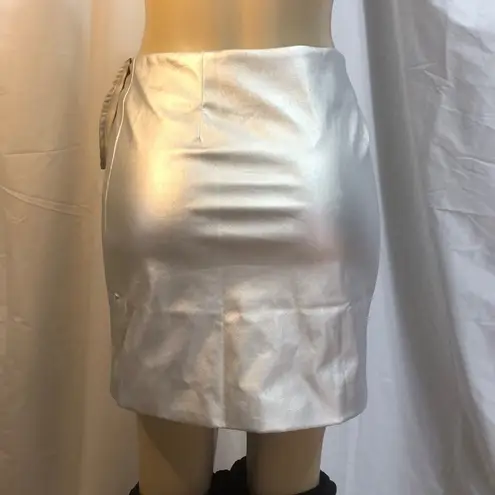 Tea & Cup  faux leather o ring skirt