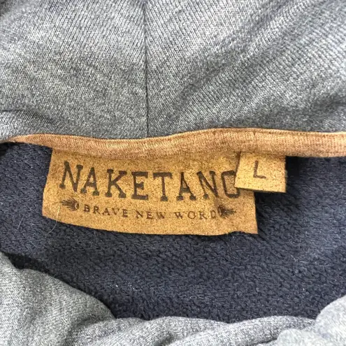 Naketano El Chapo Knows Hoodie Dress L Women Vintage Blue Cowl Neck Owl Logo