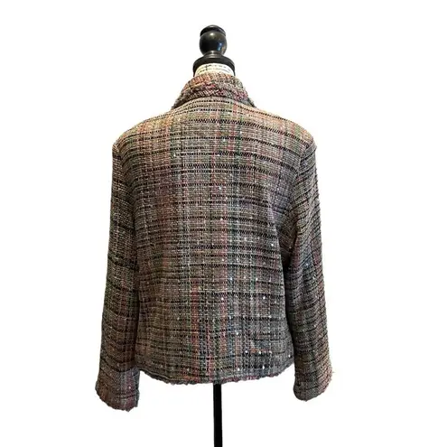 Vintage Y2K Tweed Blazer Jacket Lingenfelter Brill Pink Green Size XL Fringe