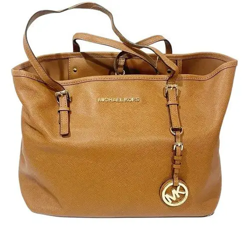 Michael Kors  Jet Set Honey Crosshatch Leather Small Tote Clip Closure thumbnail 1